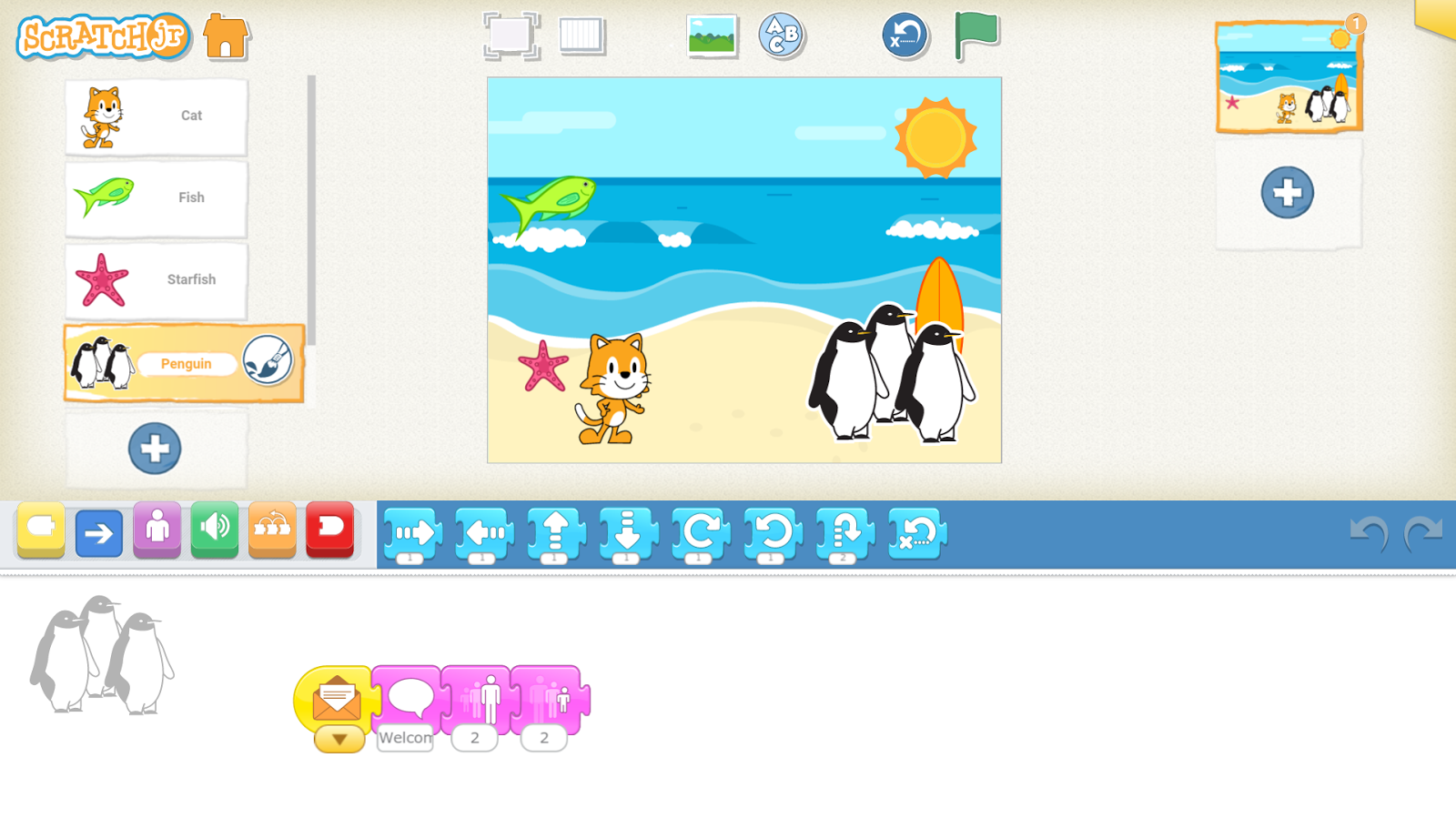 Child using ScratchJr on tablet